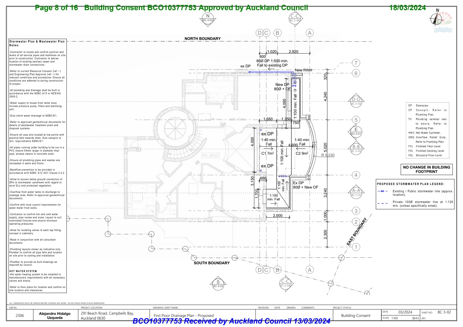 First Floor Drainage Plan — BC 3-02
