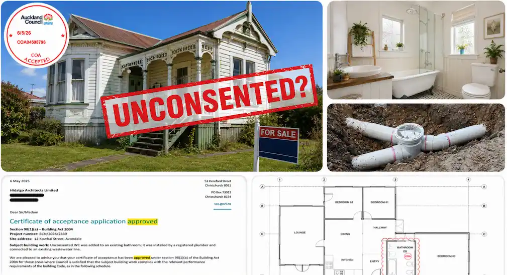 Certificate of Acceptance evidence for unconsented building work
