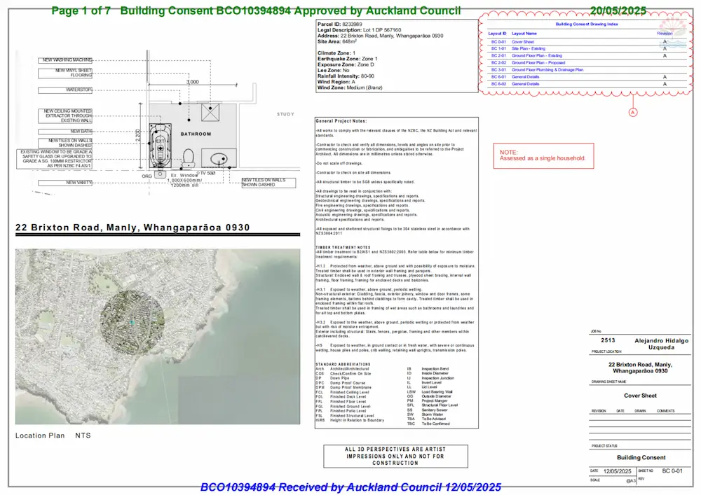 Approved building consent – Manly, Whangaparāoa