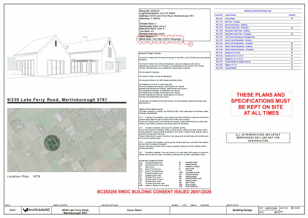 Approved building consent – Martinborough, Wairarapa