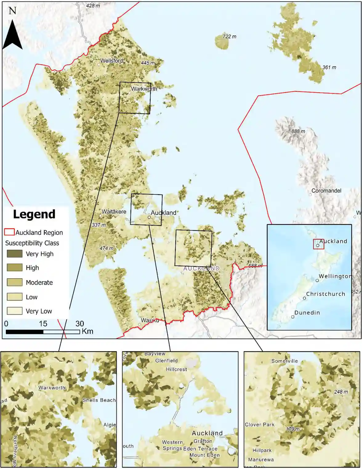 Large scale landslide susceptibility map Auckland GeoMaps