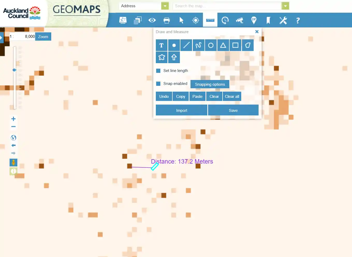 Geotechnical runout assessment map relative to Namata Road site