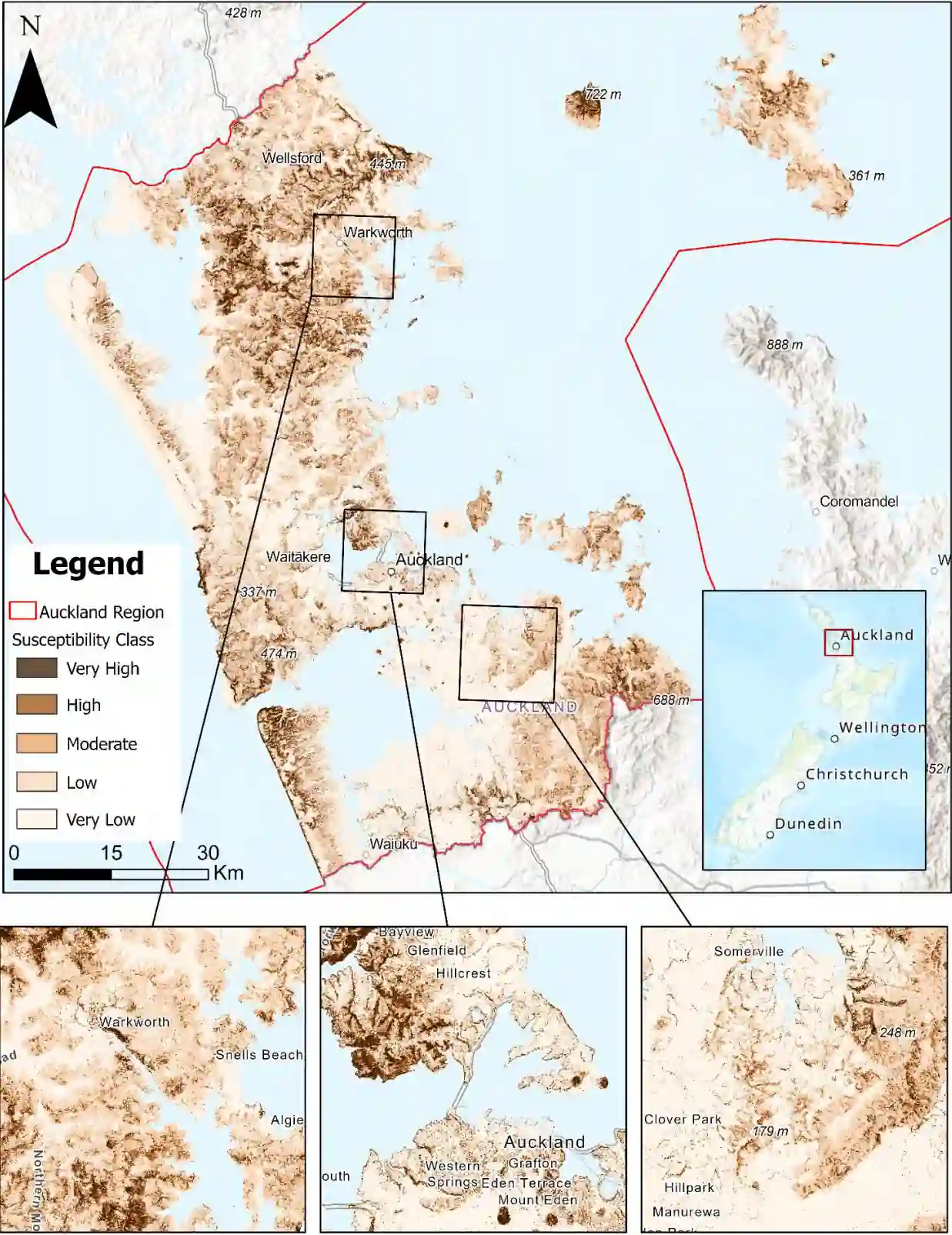 Shallow landslide susceptibility map Auckland GeoMaps