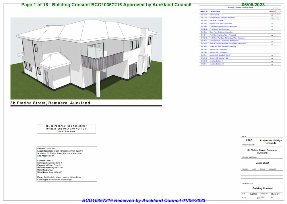 Approved building consent – Remuera, Auckland