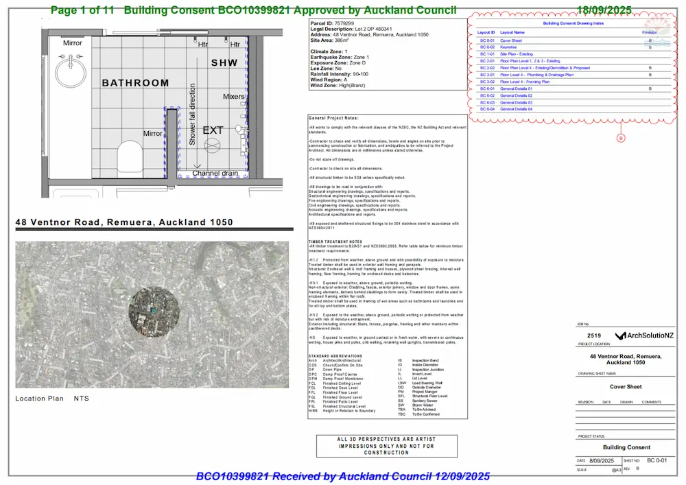 Approved building consent – Remuera, Auckland