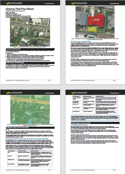Example granny flat feasibility report site and planning page