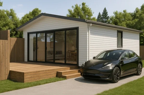Modern standalone granny flat in a New Zealand backyard