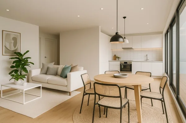 Compact modern granny flat interior