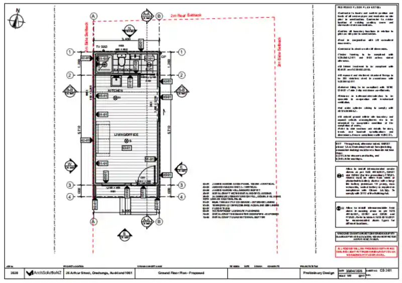 Ground-floor plan from a real granny flat design project