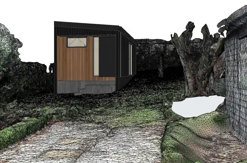 Real granny flat project positioned accurately using a 3D site scan