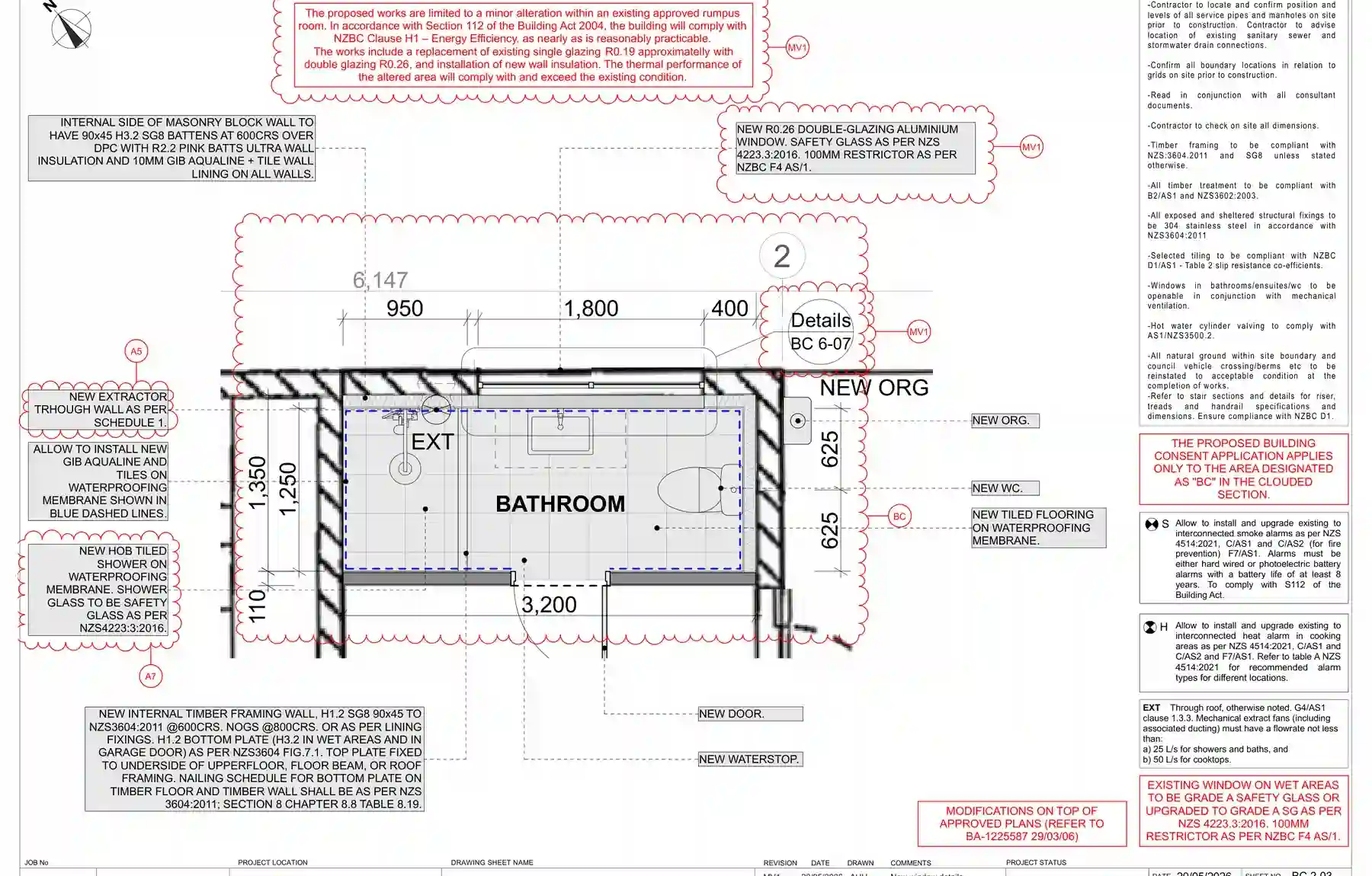 Minor variation floor plan showing the new double-glazed aluminium window
