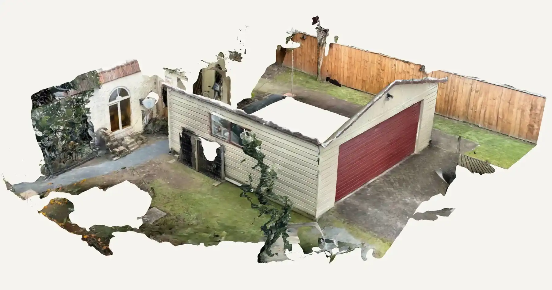 3D scan showing the existing rumpus, house and covered patio in Paeroa