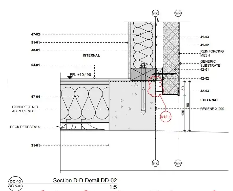 Architectural concrete nib detail for Paeroa rumpus renovation