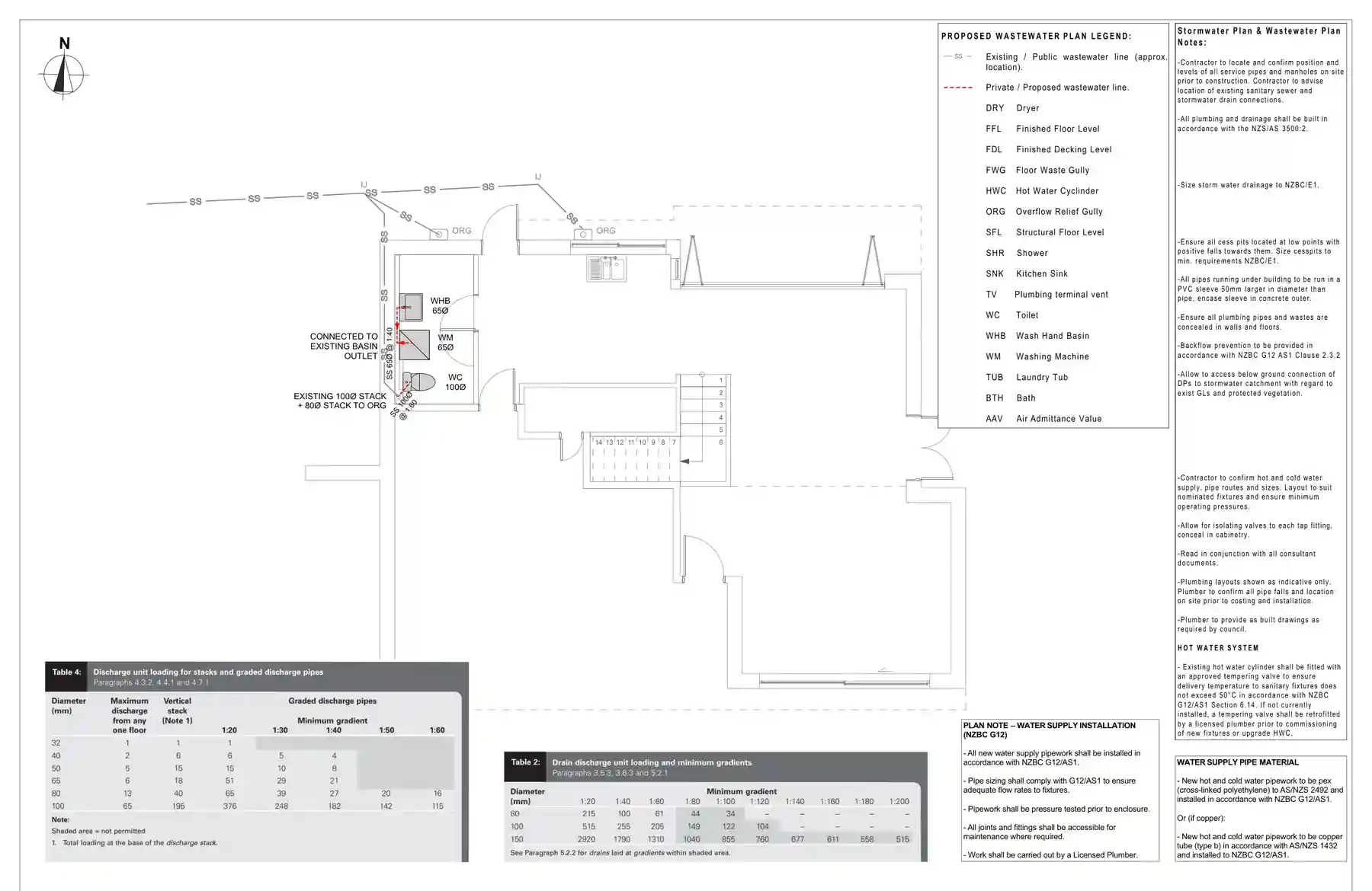 Ground floor plumbing and drainage plan for bathroom and laundry building consent