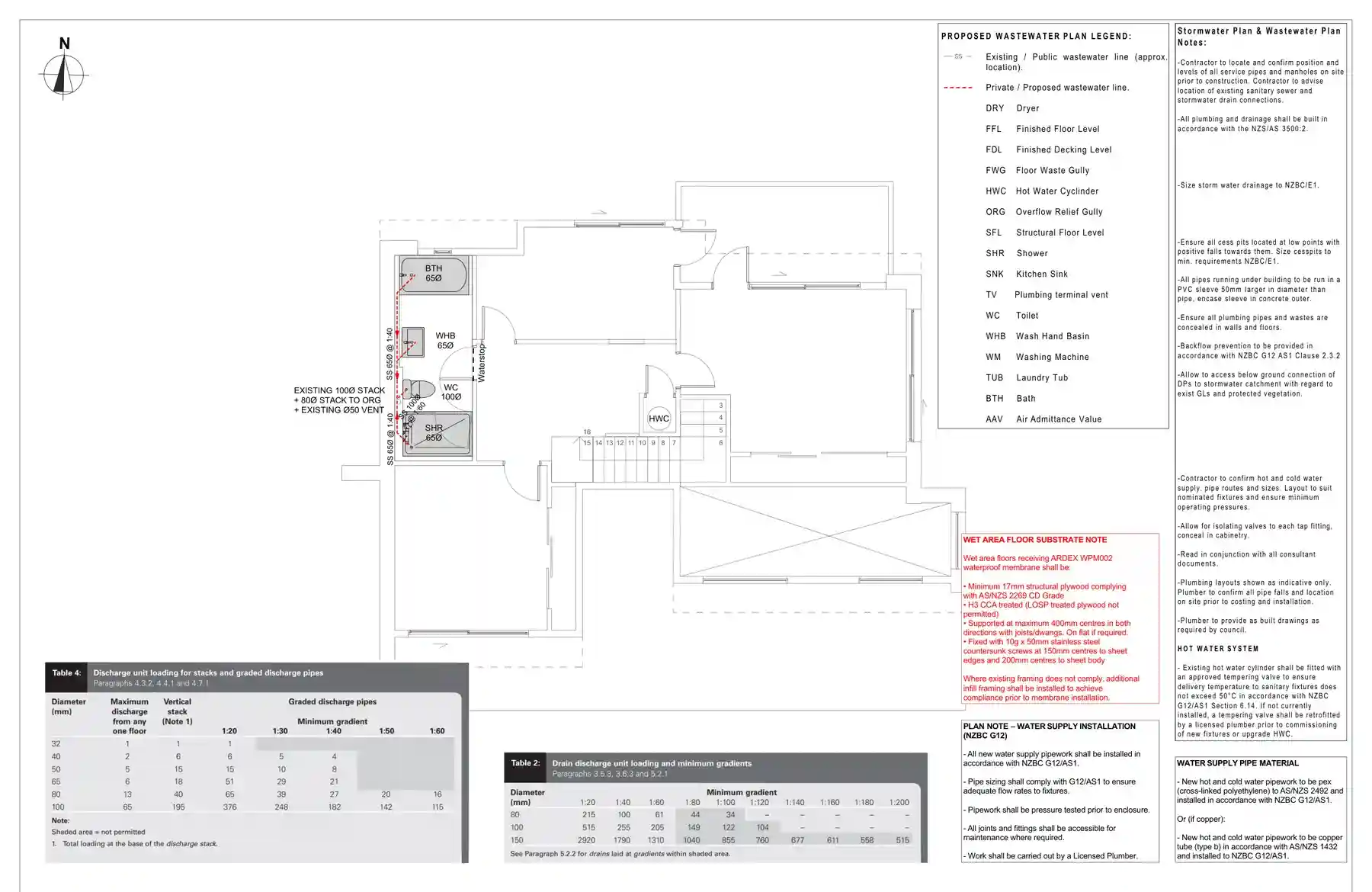 First floor plumbing and drainage plan for bathroom building consent