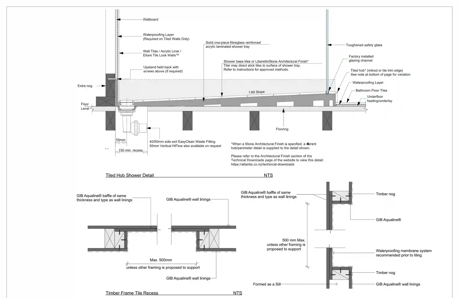 Tiled shower wet area details prepared for building consent