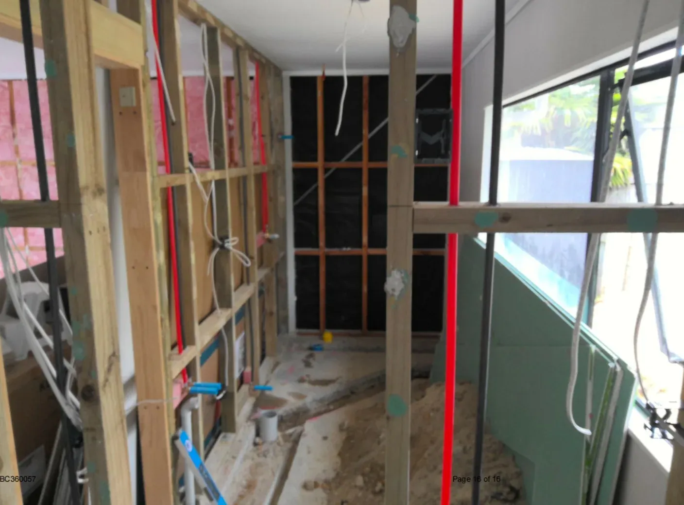 Framing overview for new bathroom and ensuite during garage conversion