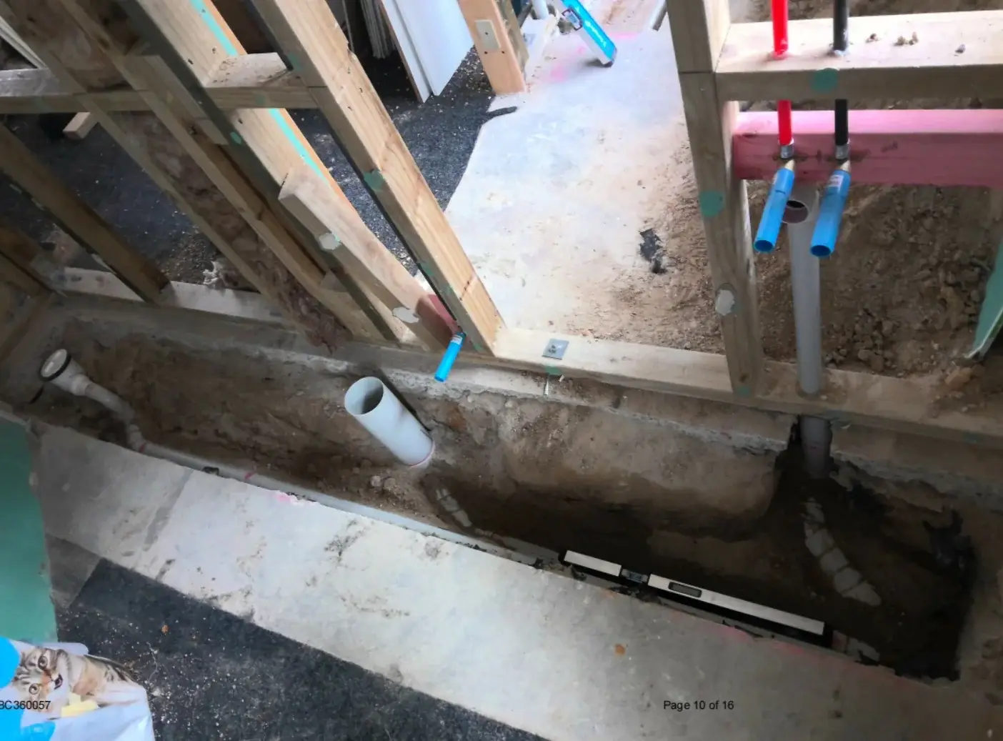 Ensuite wastepipes including 100mm WC and 65mm vanity and shower lines