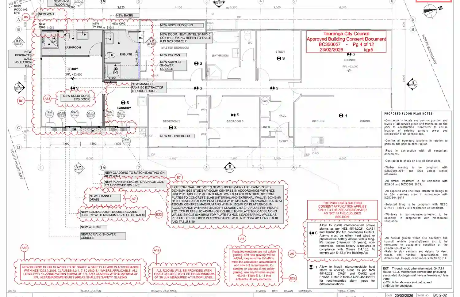 Approved proposed floor plan showing garage conversion
